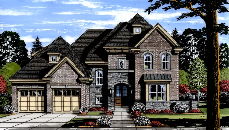 image of 2 story european house plan 7843